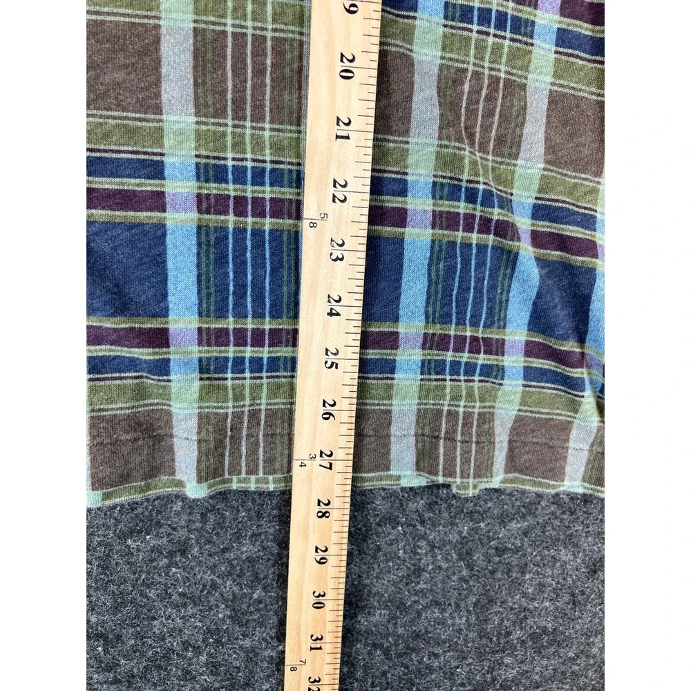 Polo Ralph Lauren Mens Plaid Polo Shirt Blue Green Brown Large Combed Cotton